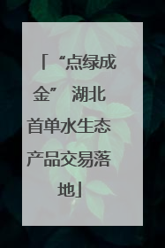 “点绿成金” 湖北首单水生态产品交易落地