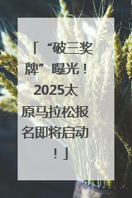 “破三奖牌”曝光！2025太原马拉松报名即将启动！