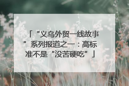 “义乌外贸一线故事”系列报道之一：高标准不是“没苦硬吃”