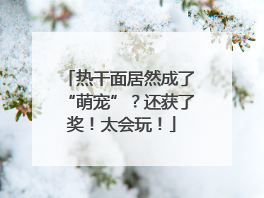 热干面居然成了“萌宠”？还获了奖！太会玩！