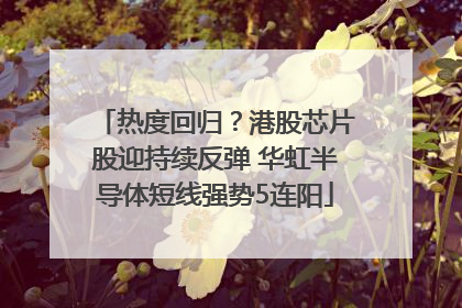 热度回归？港股芯片股迎持续反弹 华虹半导体短线强势5连阳