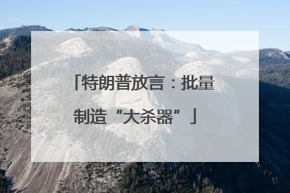 特朗普放言：批量制造“大杀器”