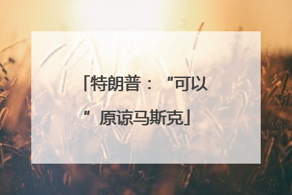 特朗普：“可以”原谅马斯克