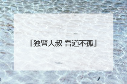 独臂大叔 吾道不孤