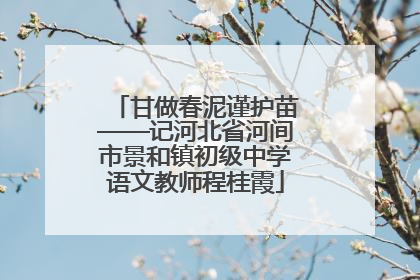 甘做春泥谨护苗——记河北省河间市景和镇初级中学语文教师程桂霞
