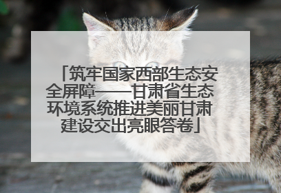 筑牢国家西部生态安全屏障——甘肃省生态环境系统推进美丽甘肃建设交出亮眼答卷