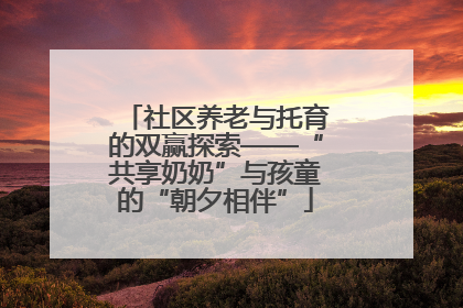社区养老与托育的双赢探索——“共享奶奶”与孩童的“朝夕相伴”