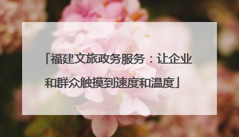 福建文旅政务服务：让企业和群众触摸到速度和温度