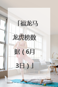 福龙马龙虎榜数据（6月3日）