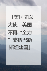 美国驻以大使：美国不再“全力”支持巴勒斯坦建国