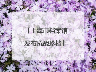 上海市档案馆发布抗战珍档