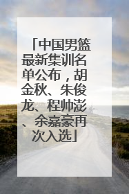 中国男篮最新集训名单公布，胡金秋、朱俊龙、程帅澎、余嘉豪再次入选