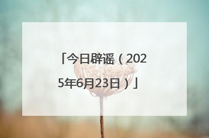 今日辟谣（2025年6月23日）