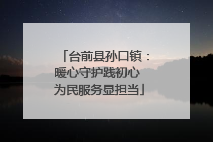 台前县孙口镇：暖心守护践初心 为民服务显担当