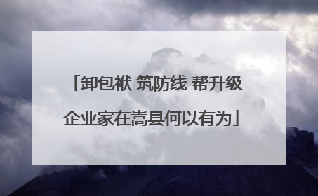 卸包袱 筑防线 帮升级 企业家在嵩县何以有为