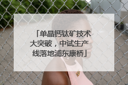 单晶钙钛矿技术大突破，中试生产线落地浦东康桥