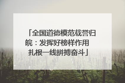 全国道德模范载誉归皖：发挥好榜样作用 扎根一线拼搏奋斗