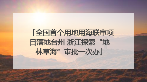 全国首个用地用海联审项目落地台州 浙江探索“地林草海”审批一次办