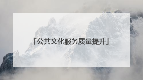 公共文化服务质量提升