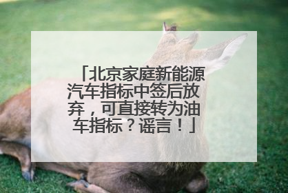 北京家庭新能源汽车指标中签后放弃，可直接转为油车指标？谣言！