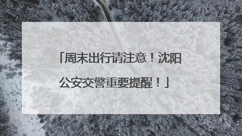 周末出行请注意！沈阳公安交警重要提醒！