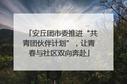 安丘团市委推进“共青团伙伴计划”，让青春与社区双向奔赴