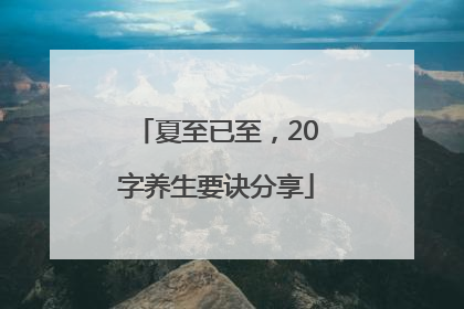 夏至已至，20字养生要诀分享