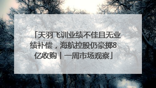 天羽飞训业绩不佳且无业绩补偿，海航控股仍豪掷8亿收购丨一周市场观察