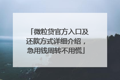 微粒贷官方入口及还款方式详细介绍，急用钱周转不用慌
