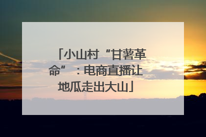 小山村“甘薯革命”：电商直播让地瓜走出大山