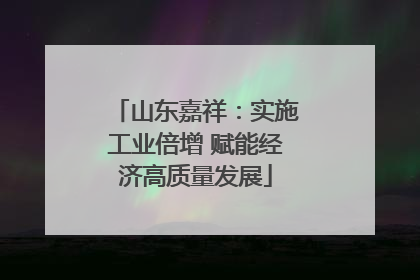 山东嘉祥：实施工业倍增 赋能经济高质量发展