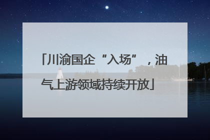 川渝国企“入场”，油气上游领域持续开放