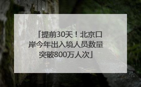 提前30天！北京口岸今年出入境人员数量突破800万人次
