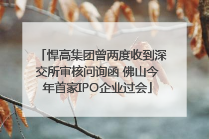 悍高集团曾两度收到深交所审核问询函 佛山今年首家IPO企业过会