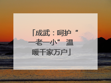 成武：呵护“一老一小” 温暖千家万户
