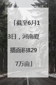 截至6月13日，河南夏播面积8297万亩