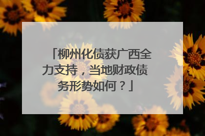 柳州化债获广西全力支持，当地财政债务形势如何？