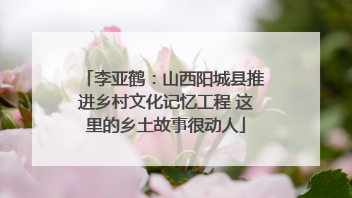 李亚鹤：山西阳城县推进乡村文化记忆工程 这里的乡土故事很动人
