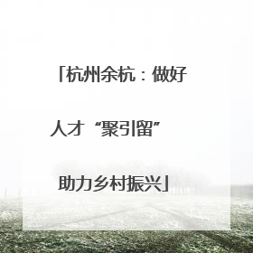 杭州余杭：做好人才“聚引留” 助力乡村振兴