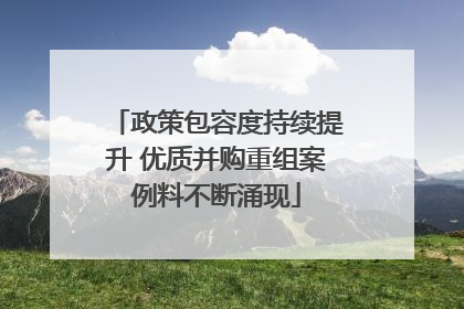 政策包容度持续提升 优质并购重组案例料不断涌现