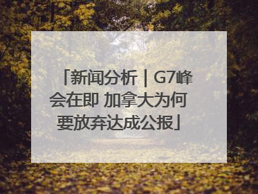 新闻分析｜G7峰会在即 加拿大为何要放弃达成公报