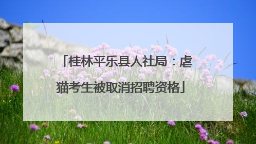 桂林平乐县人社局：虐猫考生被取消招聘资格