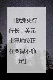 欧洲央行行长：美元主导地位正在变得不确定