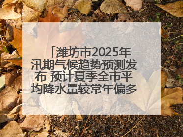 潍坊市2025年汛期气候趋势预测发布 预计夏季全市平均降水量较常年偏多1～2成