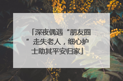 深夜偶遇“朋友圈”走失老人，细心护士助其平安归家