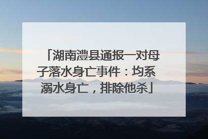 湖南澧县通报一对母子落水身亡事件：均系溺水身亡，排除他杀