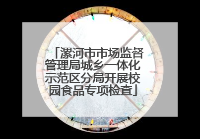 漯河市市场监督管理局城乡一体化示范区分局开展校园食品专项检查