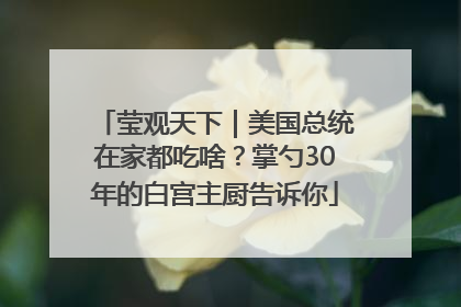 莹观天下｜美国总统在家都吃啥？掌勺30年的白宫主厨告诉你