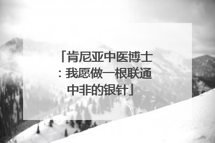肯尼亚中医博士：我愿做一根联通中非的银针