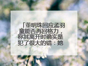 董明珠回应孟羽童能否再回格力，称其离开时确实是犯了很大的错：她对我来说是孩子